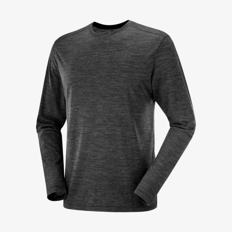 Black Salomon Outlife Merino Blend Long Sleeve Men's T-Shirts | IE MN5761